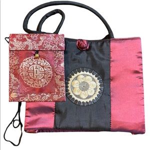 100% SILK  Tote with Pouch, NWOT